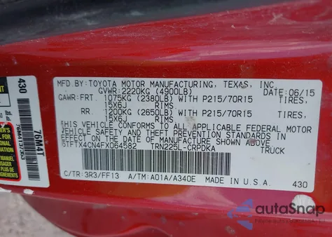 2015 Toyota Tacoma z USA, uszkodzony, nr VIN 5TFTX4CN4FX064582